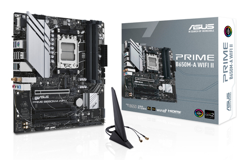 Материнская плата ASUS PRIME B650M-A WIFI II AM5 mATX 4xDDR5 3xPCIEx16 2xM.2 DP HDMI VGA 2.5GLAN Wi-Fi 6 (90MB1EG0-M0EAY0)