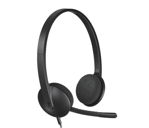 Наушники Logitech - H340, Стерео, USB, проводной, 20 Гц - 20 кГц, 100 Гц - 10 кГц, цвет чёрный, 981-000475