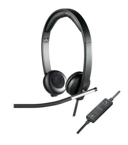 Logitech Гарнитура H650E Stereo, для компьютера, рег. громкости, выкл. микрофона, шумоподавление, USB, 1.1 м, чёрный.
