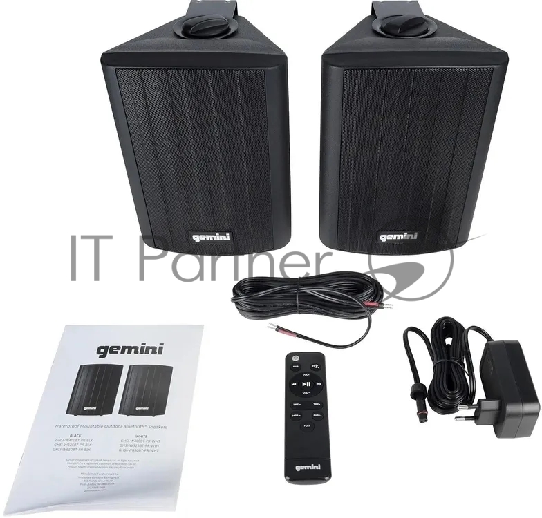 Акустическая система Gemini GHSI-W525BT-PR-BLK Активная + пассивная АС, 5.25" НЧ + 0.75" ВЧ, мощность RMS/Peak 60/150 Вт, АЧХ 45-20000 Гц, динамики: 5" НЧ, 1" ВЧ, IP44, BT, 3,5 мм AUX вход, 3,5 мм AUX выход, настенные крепления, пульт ДУ, цвет черный