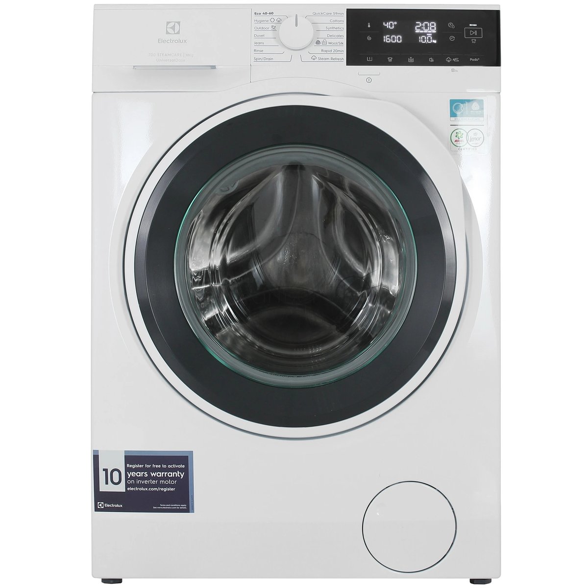 Стиральная машина Electrolux EW7F3614SUE белый, загрузка фронтальная 10 кг, 1600 об/мин, класс A