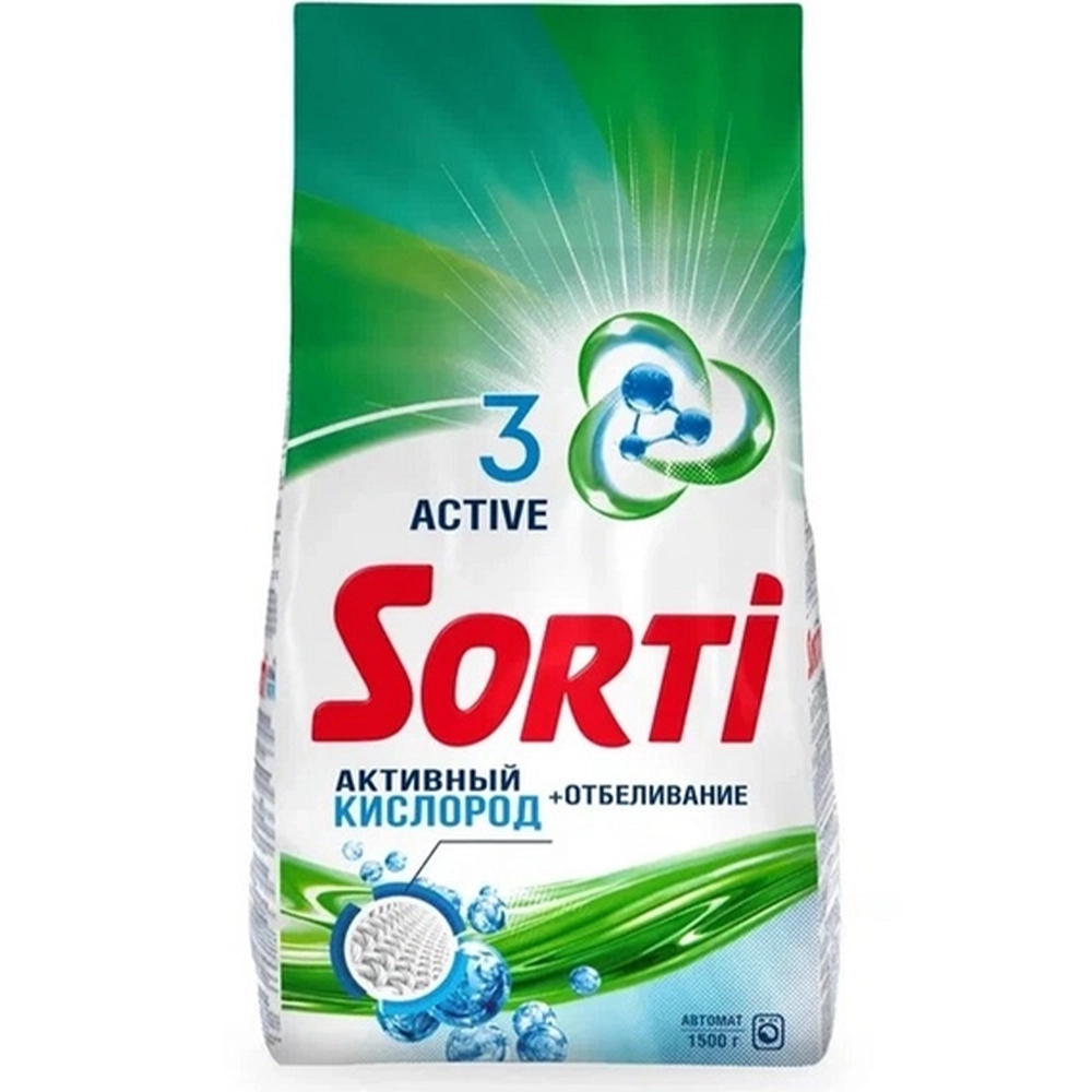 Стиральный порошок Сорти А0000695822, автомат Активный кислород, 1.5кг