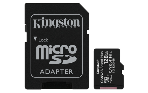 Kingston Память micro Secure Digital Card 128Gb  class10 Kingston Canvas Select Plus 100R CL10 UHS-I Card + SD Adapter [SDCS2/128GB]