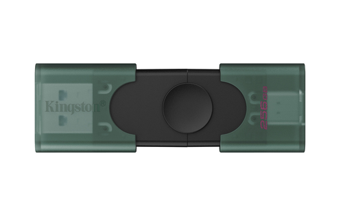 USB накопитель Kingston - DTDEG2, USB Type C / USB Type A (USB 3.2 Gen 1), 256 ГБ, OTG USB Type C, цвет зелёный, DTDEG2/256GB