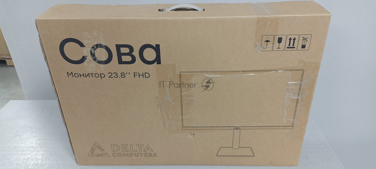 (Из ремонта) Монитор 23.8" Delta Computers Сова OM238I IPS 1920x1080, 75 Гц, 5 мс, 16:9, 250 кд/м², 1xHDMI, 1xDP 1.2, 1xVGA, динамики, черный