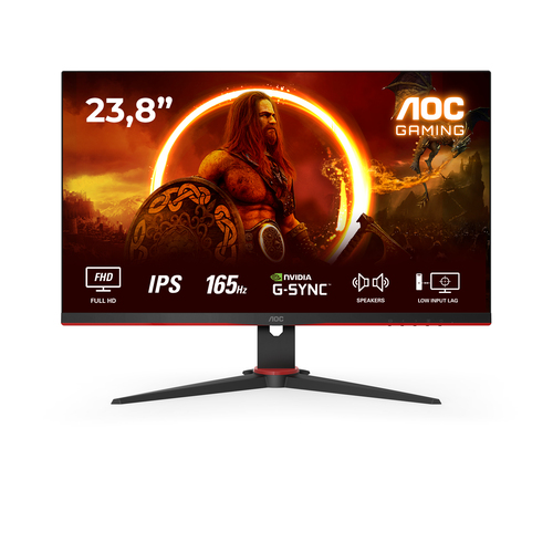 Монитор 23.8" AOC 24G2SPAE  Black+Cherry ( 1920х1080(FHD) IPS, nonGLARE, 165 Hz, 300 cd/m2, H178°/V178°, 1000:1, 80M:1, 16.7M, 1ms, VGA, 2xHDMI, DP, Tilt, Speakers)