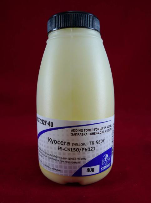 KST-212Y-40 Тонер для Kyocera TK-580Y, FS-C5150/P6021 Yellow (фл. 40г) 2.8K B&W  Standart Tomoegawa фас.Россия