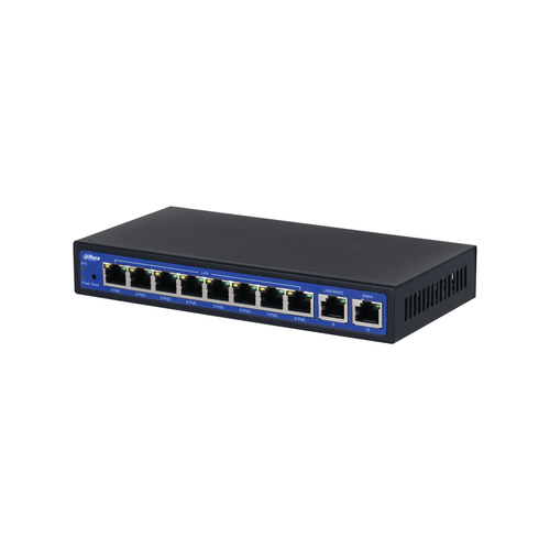 Контроллер Wi-Fi Dahua DH-EAC10-P, 8xRJ45 1Gb (PoE), 2xRJ45 1Gb (uplink), суммарно до 64Вт, управление до 10 точек доступа серии EAP