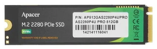 SSD Apacer AP512GAS2280P4UPRO-1, 512ГБ M.2 PCIe 3.0 x4 NVMe