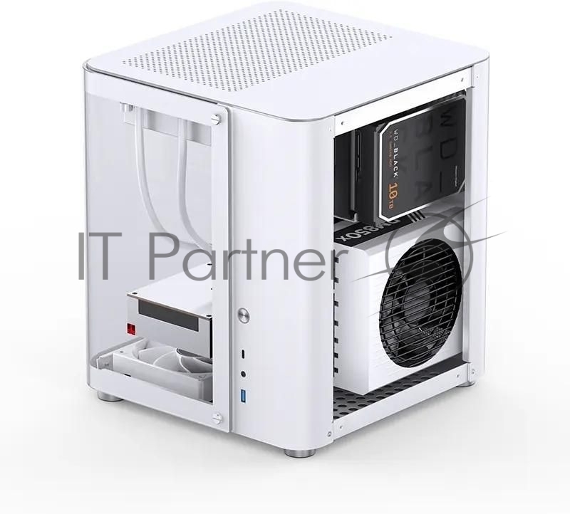 Компьютерный корпус без блока питания JONSBO TK-1, Mini-Tower, TG, no fan, 1xUSB-A 3.2 + 1xUSB-C 3.2, mATX, mITX White
