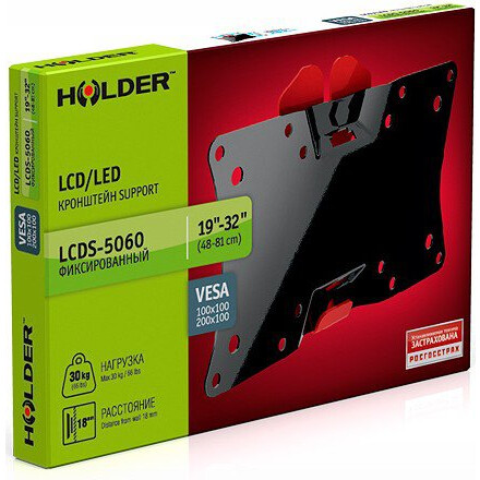 Holder LCDS-5060 черный глянец 19"-32" макс.30кг настенный фиксированный