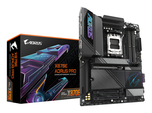Материнская плата Gigabyte X870E AORUS PRO, AM5, AMD X870E, 4xDDR5, 4xSATA, 4xM.2, 1xPCI-E 5.0 x16, 1xPCI-E 4.0 x4, 1xPCI-E 3.0 x4, 1xHDMI, 1xUSB-C (DP), 1x 2.5Gb LAN, 2xUSB-A 2.0, 4xUSB-A 3.2 Gen 1, 3xUSB-A 3.2 Gen 2, 2xUSB-C 3.2 Gen 2 (USB4), 2x3.5 мм, 7.1, ATX