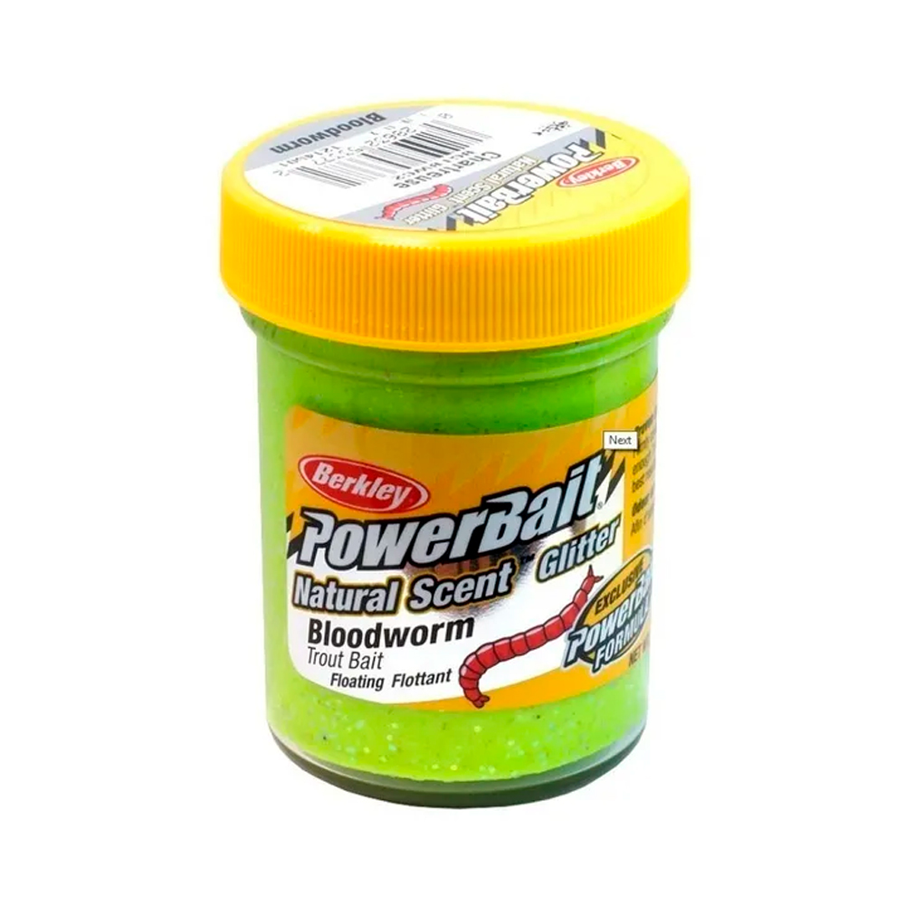 Форелевая паста Berkley Natural Scent Glitter Trout Bait Bloodworm Fluorescent Chartreuse Мотыль цв желто-зеленый с блеском SAP-1214501