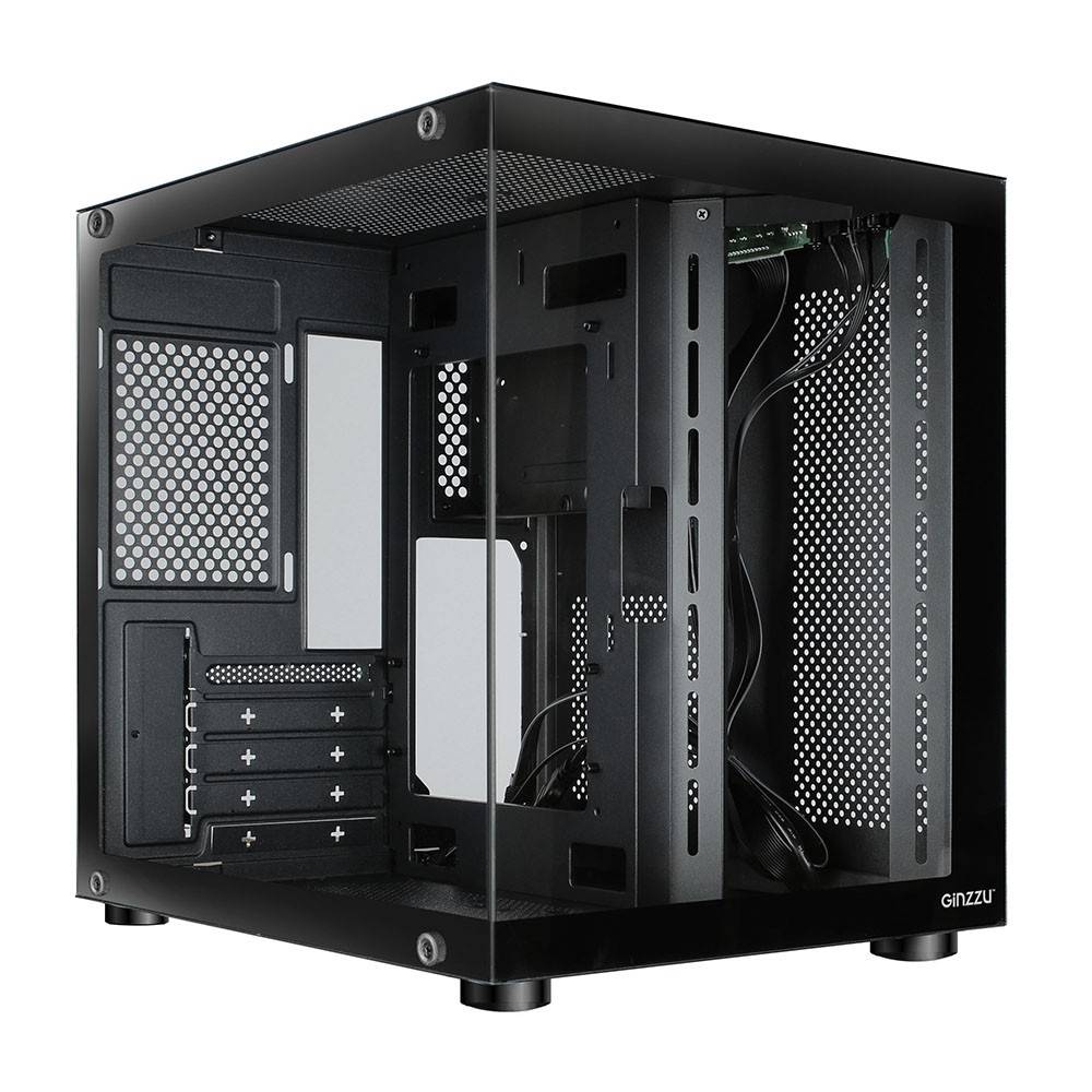 Корпус Ginzzu V100, mATX, закаленное стекло, без БП