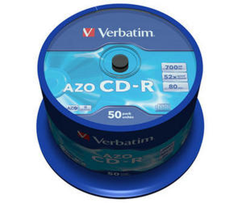 43343 Диски CD-R Verbatim 50шт, 700MB 52-x, CRYSTAL AZO, Cake Box