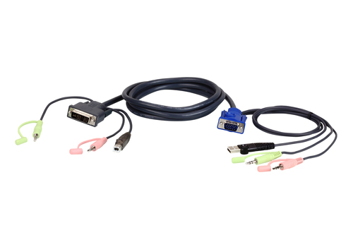 ATEN 2L-7DX2U Кабель 1.8M USB DVI-I/VGA  KVM/ATEN/ 1.8M USB  DVI-I/VGA KVM Cable