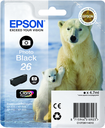 Картридж EPSON C13T26114010 26 Photo BK Epson к Expression Premium XP-600, 605, 700, 800