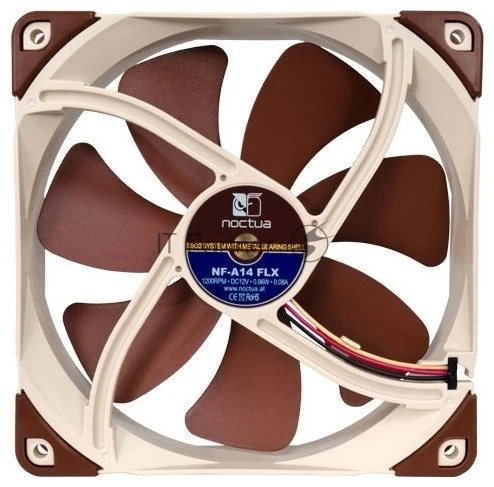 Вентилятор корпусной Noctua NF-A14 FLX, 140 мм, 1200 об/мин, 17.9 дБ, 3-pin, без подсветки