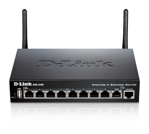 D-Link <DSR-250N> Wireless Unified Services Router (8UTP 1000Mbps,  802.11b/g/n,  1WAN,  USB2.0, 2x2dBi)