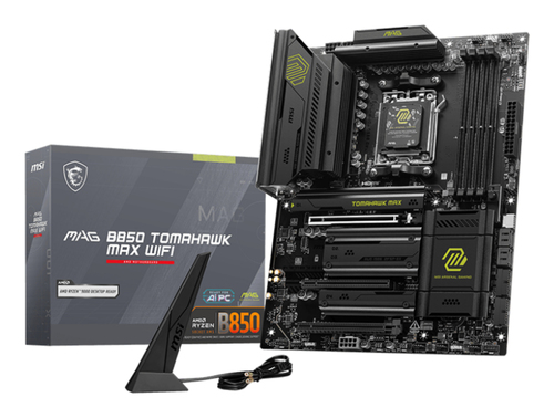 Материнская плата MSI MAG B850 TOMAHAWK MAX WIFI, AM5, AMD B850, 4xDDR5, 4xSATA, 4xM.2, 3xPCI-E x16, 1xHDMI, 1x5Gb LAN, 2xUSB-A 5Gbps, 4xUSB-A 2.0, 3xUSB-C 10Gbps, 7.1, Wi-Fi 7, Bluetooth 5.4, ATX