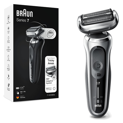 Бритва сетчатая Braun Series 7 71-S1000s  реж.эл.:3 питан.:аккум. серебристый/черный