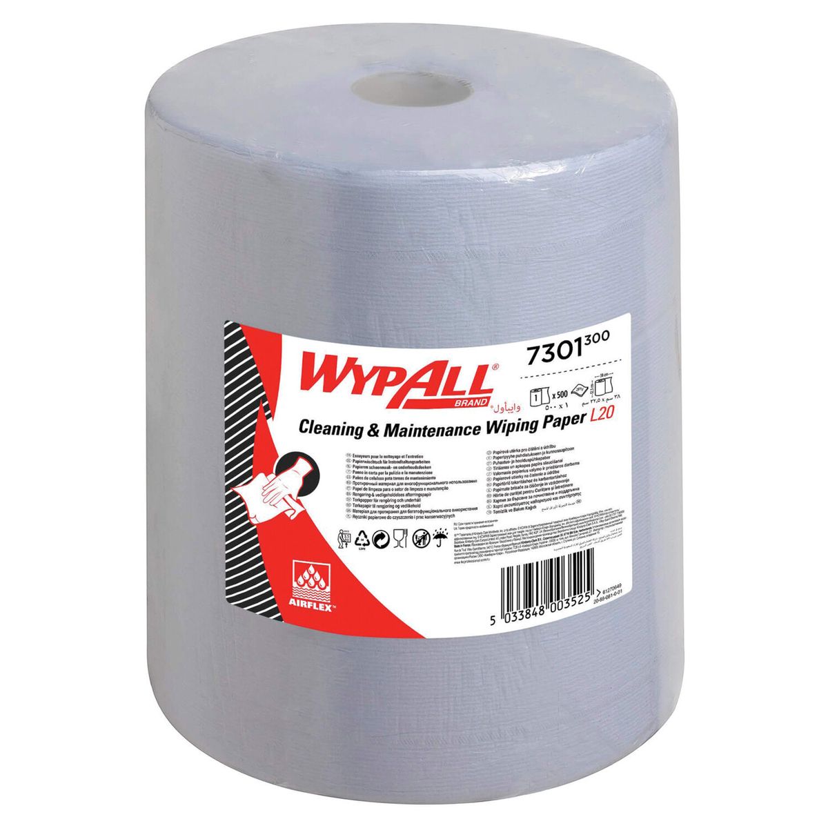 Протирочный материал в рулонах Kimberly-Clark Wypall L20 7301, голубой, 500 листов в рулоне (7301)