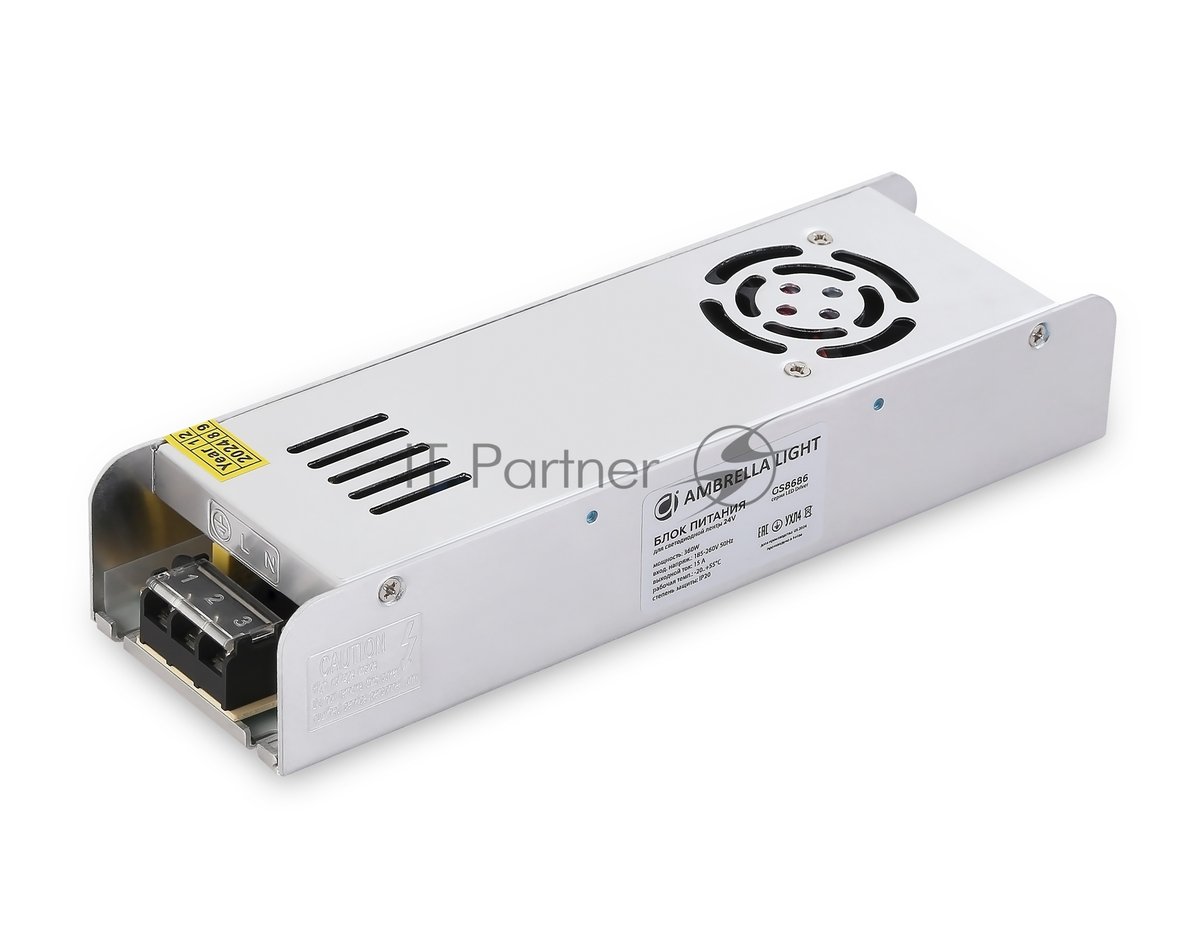 Блок питания 24V 360W 15A IP20 185-260V EMC 223*67*40