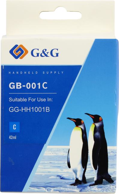 Картридж G&G - GB-001C, Струйный, Голубой, 42мл, GB-001C