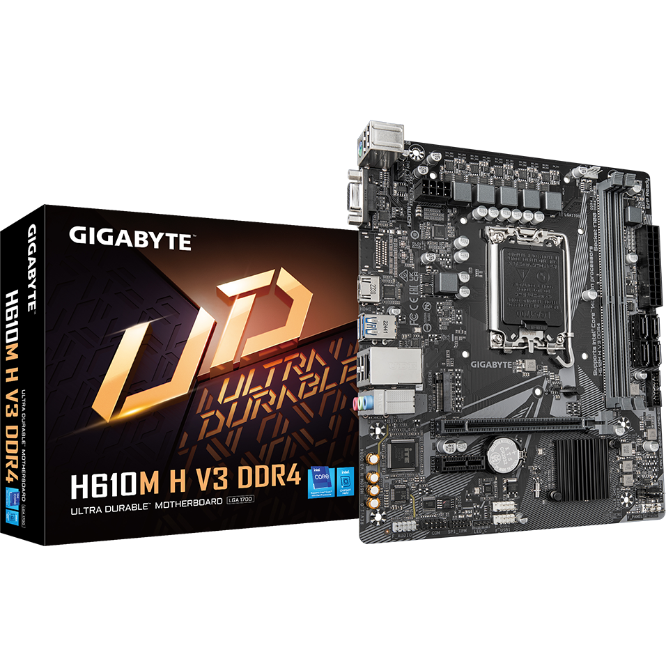 GIGABYTE H610M H V3 DDR4 (CN) (RTL) LGA1700 <H610> PCI-E Dsub+HDMI GbLAN SATA MicroATX 2DDR4