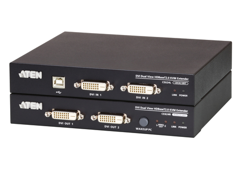 ATEN CE624 USB, DVI, КВМ-удлинитель c поддержкой Dual View и HDBaseT™ 2.0 (1920 x 1200  100 м)/ATEN/ DVI  Dual  View