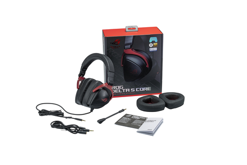 Гарнитура ASUS ROG Delta S Core чёрный-красный, проводная, 3.5 мм, съёмный микрофон, совместимость с PlayStation, Xbox