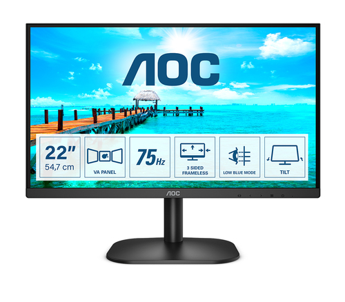 Монитор 21.5" AOC 22B2D (1920 x 1080, DVI, VGA, 4 мс, VA, 22B2DA)