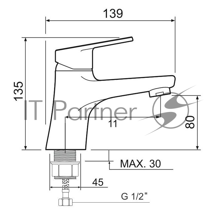 Смеситель для умывальника SL132-001F ø35