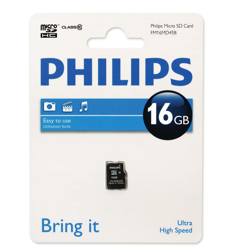 <119678> Карта памяти microSD .16Gb PHILIPS microSDHC Class10 [FM16MD45B/97]
