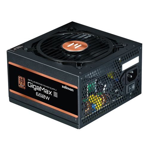 Блок питания ZALMAN 650W GigaMax ZM650-GV3 черный (ATX, 80+ Bronze, APFC, 20+4P, 2xPCIe 6+2P, 3хMolex, 6xSATA, 120mm fan, RTL) (ZM650-GV3)