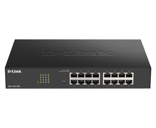 Коммутатор 24-портовый D-Link DGS-1100-24PV2/A3A, L2 Smart Switch with 24 10/100/1000Base-T ports (12 PoE ports 802.3af/802.3at (30 W), PoE Budget 100 W). 8K Mac address, 802.3x Flow Control, 802.3ad Link Aggregation, PoE