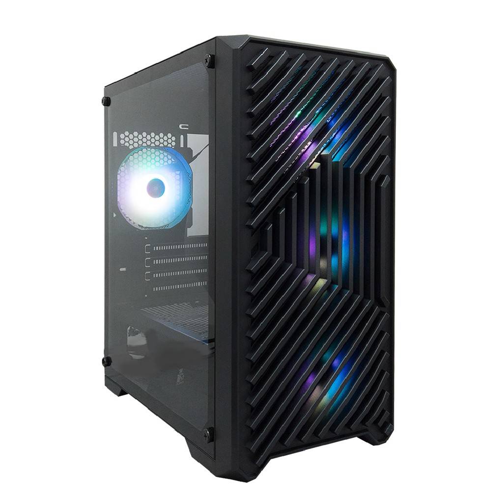 Корпус для ПК 1STPLAYER - TRILOBITE T5 ARGB, mITX, mATX, 1х2.5", 2х3.5", 1xUSB2.0, 2xUSB3.0, Mini Tower, без БП, цвет чёрный, T5-BK-4F7