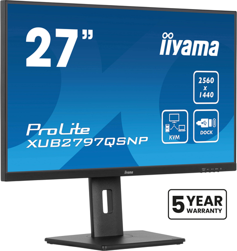 Монитор Iiyama 27" ProLite XUB2797QSNP-B1 черный IPS LED 16:9 HDMI M/M матовая HAS Piv 300cd 178гр/178гр 2560x1440 100Hz DP WQ HD 2K (1440p) USB 6.1кг