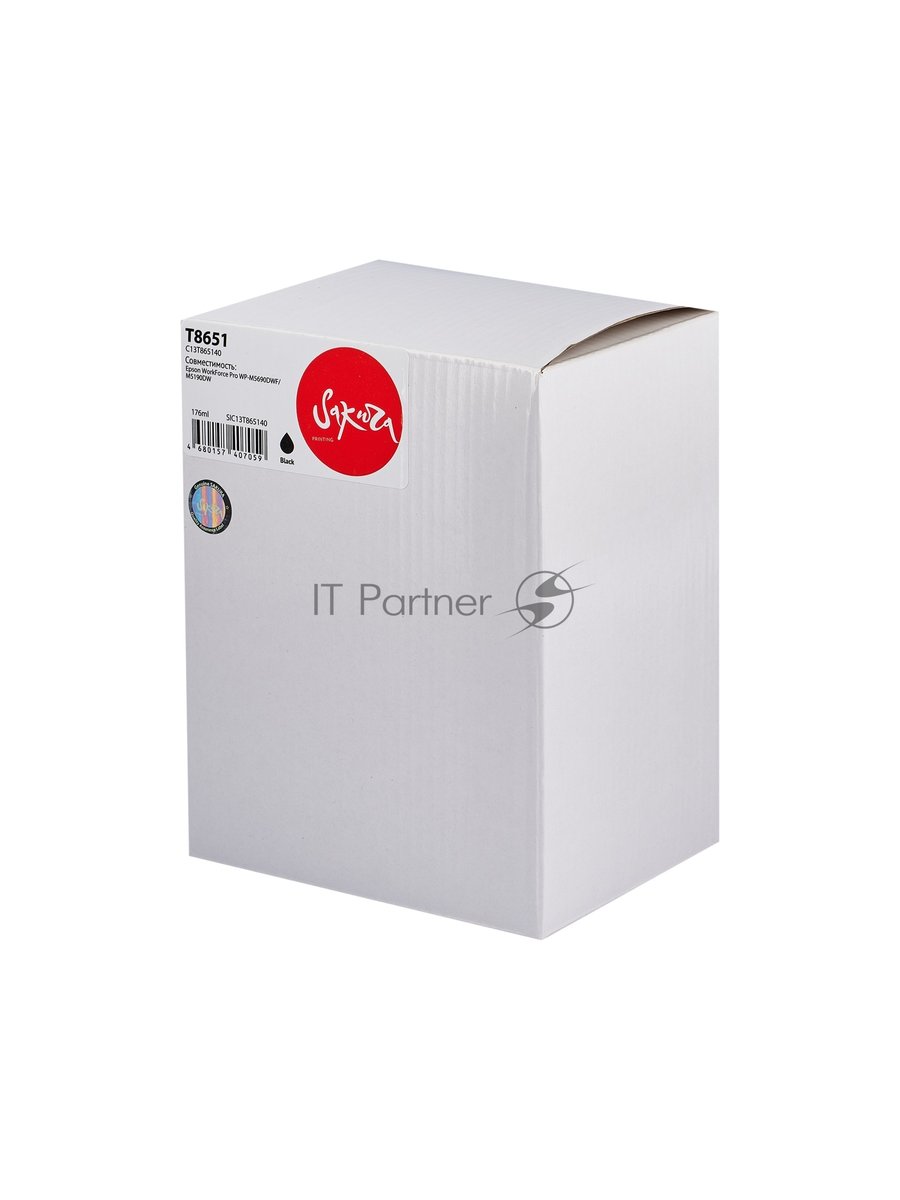 Струйный картридж Sakura C13T865140 (T8651 BK) для Epson, черный, 176 мл., 8000 к.