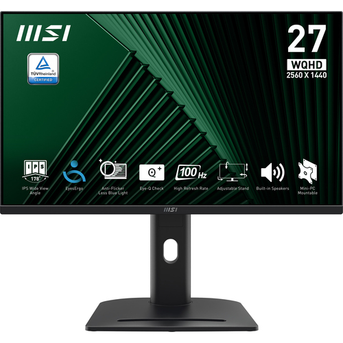 MICROSTAR MSI PRO 27" MP275QPG {IPS 2560x1440 100Hz 4ms 300cd 2xHDMI DisplayPort Speakers HAS Pivot VESA} [9S6-3PC39M-069]