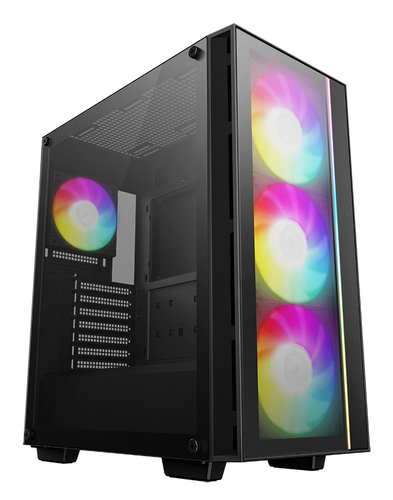 Копрус Deepcool MATREXX 55 V4 без БП, боковое окно (закаленное стекло), 3xARGB LED 140мм вентилятора спереди, 1xARGB LED 120мм вентилятор сзади, черный, ATX (R-MATREXX55-BKADA4-G-4)