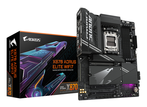 Материнская плата Gigabyte X870 A ELITE WIFI7, AM5, AMD X870, 4xDDR5, 4xSATA, 4xM.2, 1xPCI-E 5.0 x16, 1xPCI-E 4.0 x4, 1xPCI-E 3.0 x2, 1xHDMI, 1x 2.5Gb LAN, 4xUSB-A 3.2 Gen 1, 2xUSB-A 3.2 Gen 2, 4xUSB-A 2.0, 2xUSB-C 4.0, 2x3.5 мм, 7.1, ATX