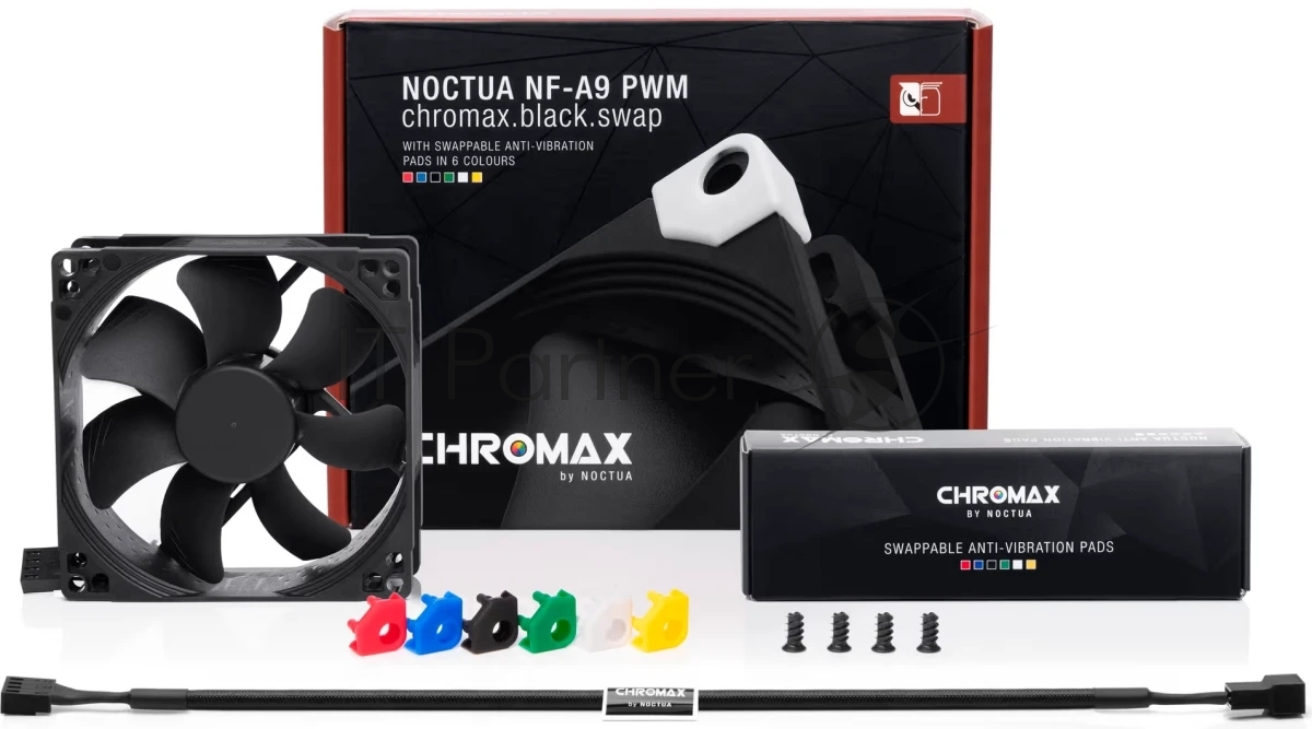 Вентилятор корпусной Noctua NF-A9 PWM chromax черный, 92 мм, 0-2000 об/мин, 16.3-22.8 дБ, 4 pin PWM, без подсветки