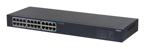 DAHUA DH-SG1024 24-портовый гигабитный неуправляемый коммутатор, 22xRJ45 1Gb, 2xRJ45 1Gb uplink, коммутация 48 Гбит/с, MAC-таблица 8K, металл