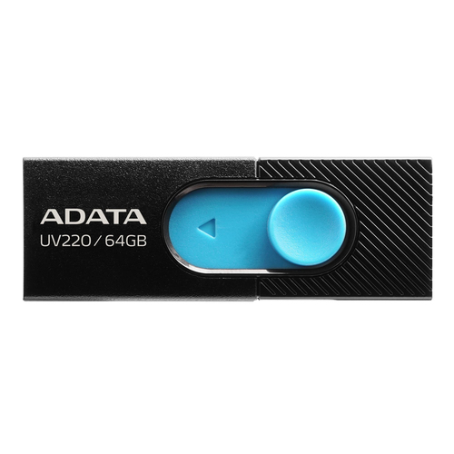 USB накопитель ADATA - UV220, USB Type A (USB 2.0), 64 ГБ, цвет чёрный, AUV220-64G-RBKBL