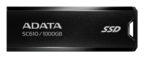 Твердотельный накопитель/ ADATA External SSD SC610, 1000GB, Type-A, USB 3.2 Gen2, R/W 550/500 MB/s, 67x24x10mm, Black (5 лет)