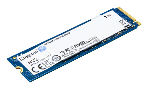 Твердотельный накопитель/ Kingston SSD NV3, 1000GB, M.2(22x80mm), NVMe, PCIe 4.0 x4, 3D TLC, R/W 6000/4000MB/s, TBW 320, DWPD 0.2 (60 мес)