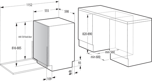 Gorenje Машина посудомоечная встраиваемая 60 см Gorenje GV642E90 (Essential / 13 комплектов / 2 полки / расход воды - 11 л / А++)