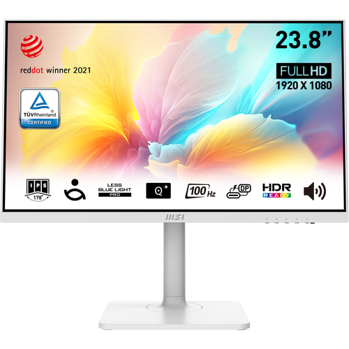 MICROSTAR MSI Modern 23.8" MD2412PW белый {IPS 1920x1080 100Hz 5ms 16:9 300cd 178/178 HDMI 2x3W USB HAS Pivot} [9S6-3PA59H-096]