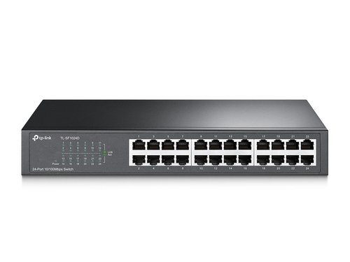 Коммутатор TP-LINK TL-SF1024D 24-портовый 10/100 Мбит/с коммутатор, 24 порта RJ45 10/100 Мбит/с, 1U 13-дюймовый монтируемый в стойку стальной корпус (021498) TL-SF1024D